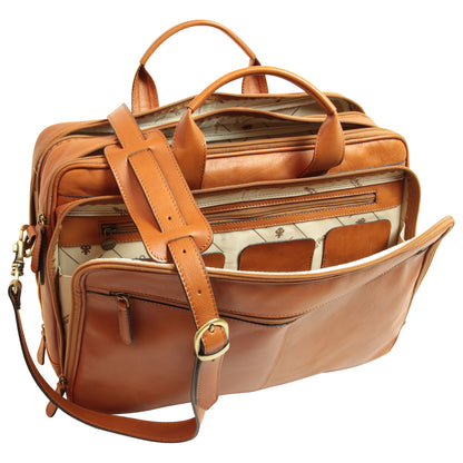 Italian Leather Briefcase - Brown Colonial