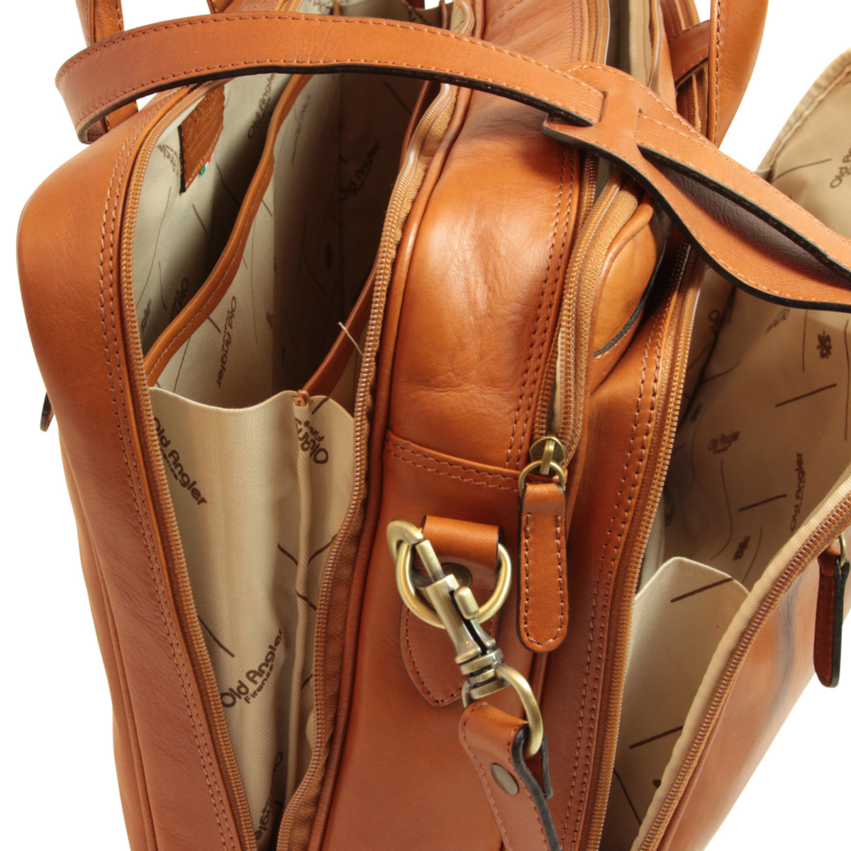 Italian Leather Briefcase - Brown Colonial