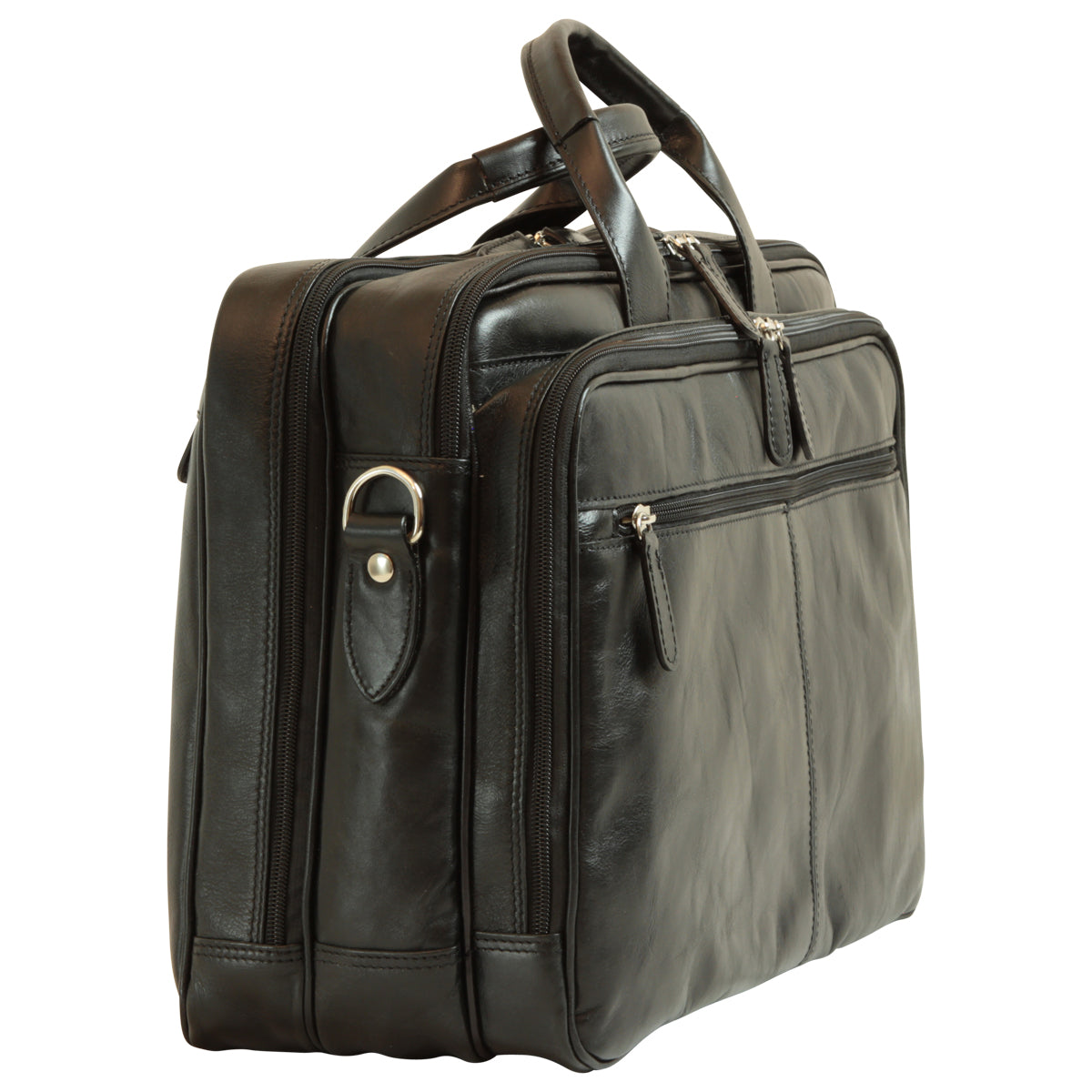 Italian Leather Briefcase - Black