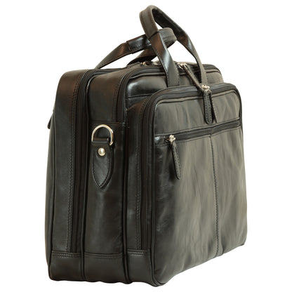 Italian Leather Briefcase - Black