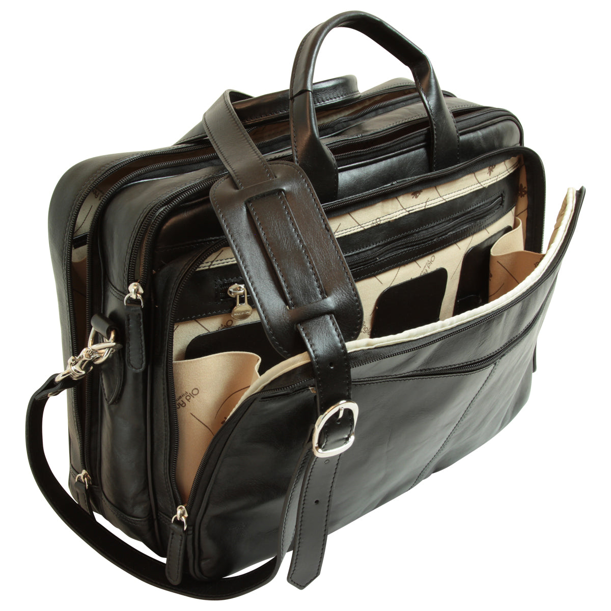 Italian Leather Briefcase - Black