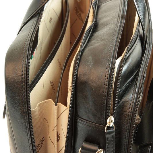 Italian Leather Briefcase - Black