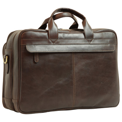 Italian Leather Briefcase - Dark Brown