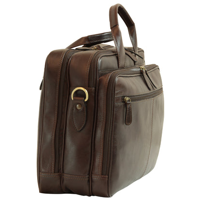 Italian Leather Briefcase - Dark Brown