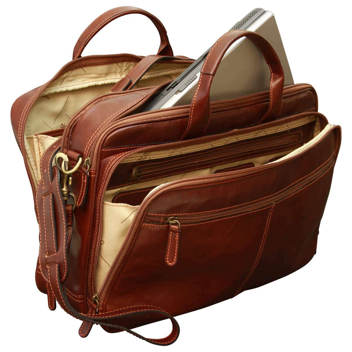 Italian Leather Briefcase - Brown