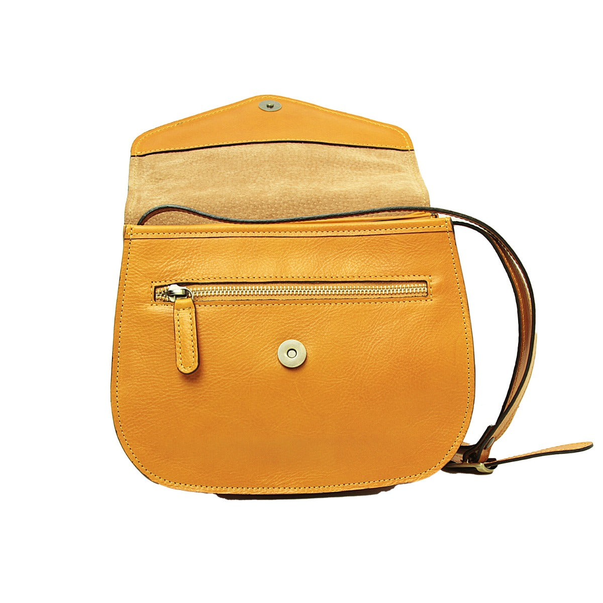 Full Grain Calfskin Shoulder Bag-Yellow Ocher