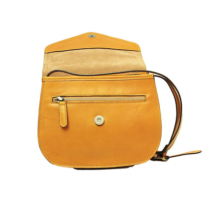 Full Grain Calfskin Shoulder Bag-Yellow Ocher