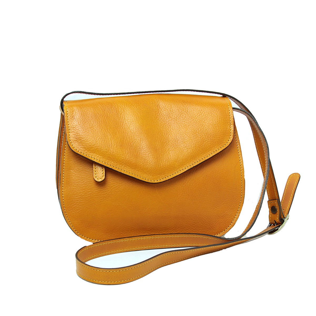 Full Grain Calfskin Shoulder Bag-Yellow Ocher