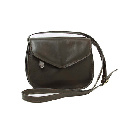 Full Grain Calfskin Shoulder Bag-Dark Brown