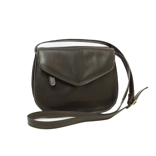 Full Grain Calfskin Shoulder Bag-Dark Brown