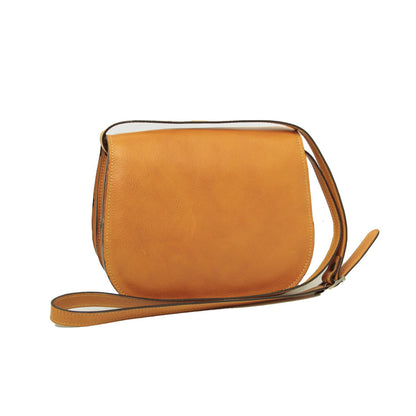 Women'S Shoulder Bag In Full Grain Calfskin-Yellow Ocher