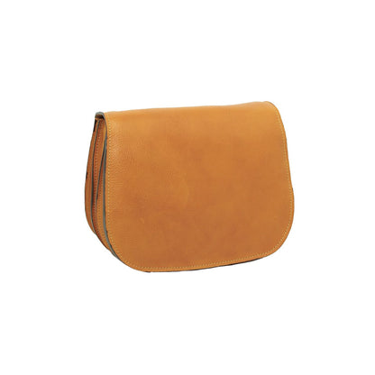 Women'S Shoulder Bag In Full Grain Calfskin-Yellow Ocher