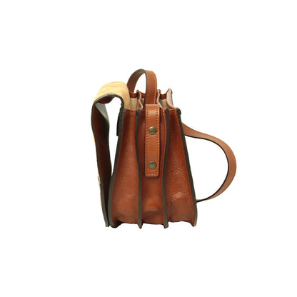 Women'S Shoulder Bag In Full Grain Calfskin-Teak