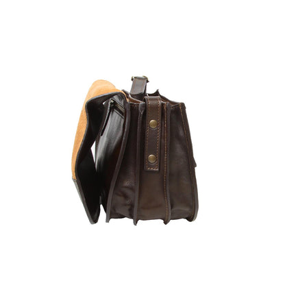 Women'S Shoulder Bag In Full Grain Calfskin-Dark Brown