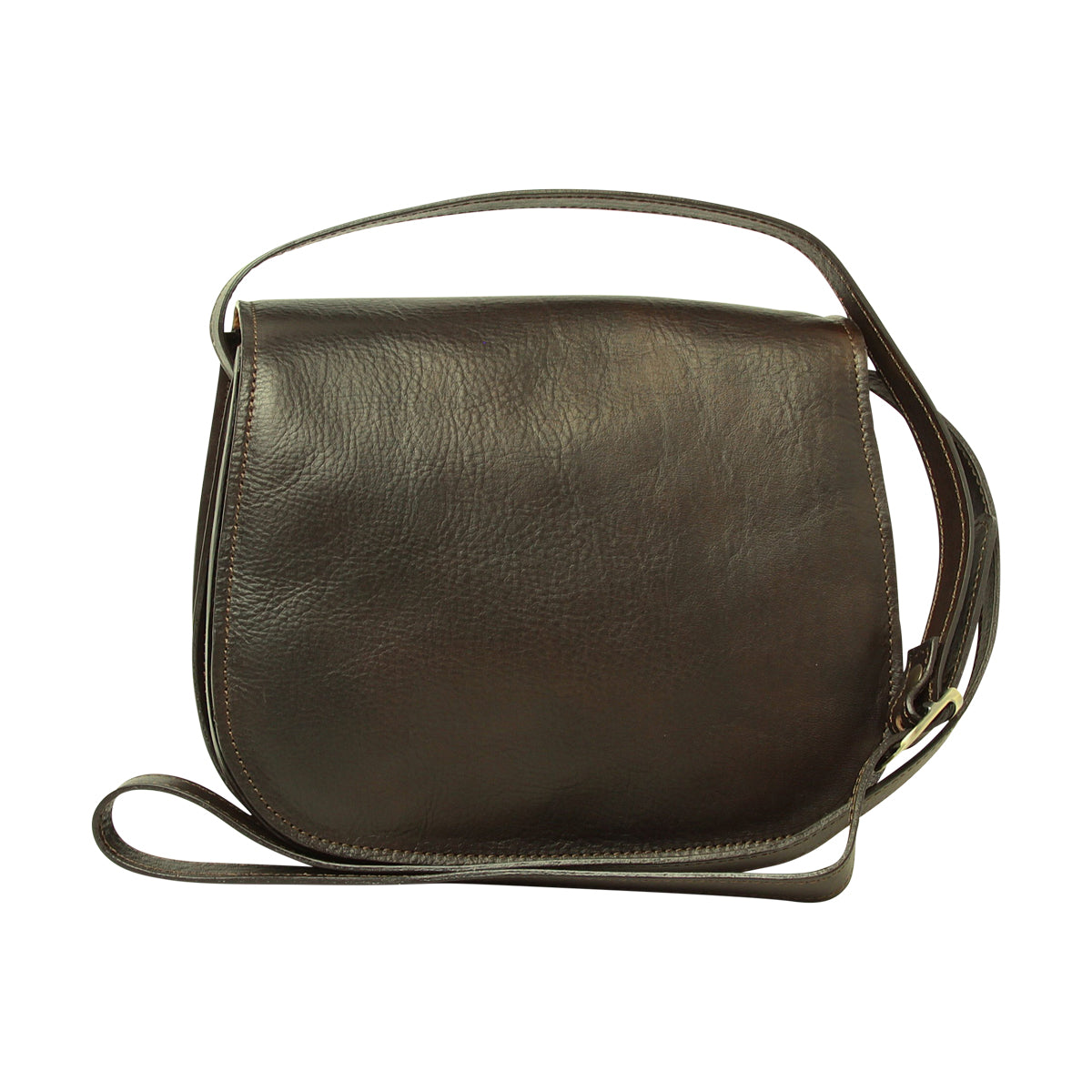 Women'S Shoulder Bag In Full Grain Calfskin-Dark Brown
