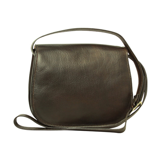 Women'S Shoulder Bag In Full Grain Calfskin-Dark Brown