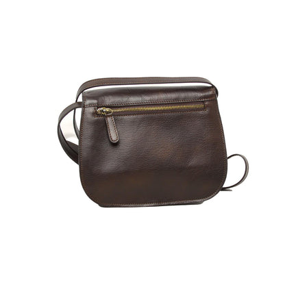 Women'S Shoulder Bag In Full Grain Calfskin-Dark Brown