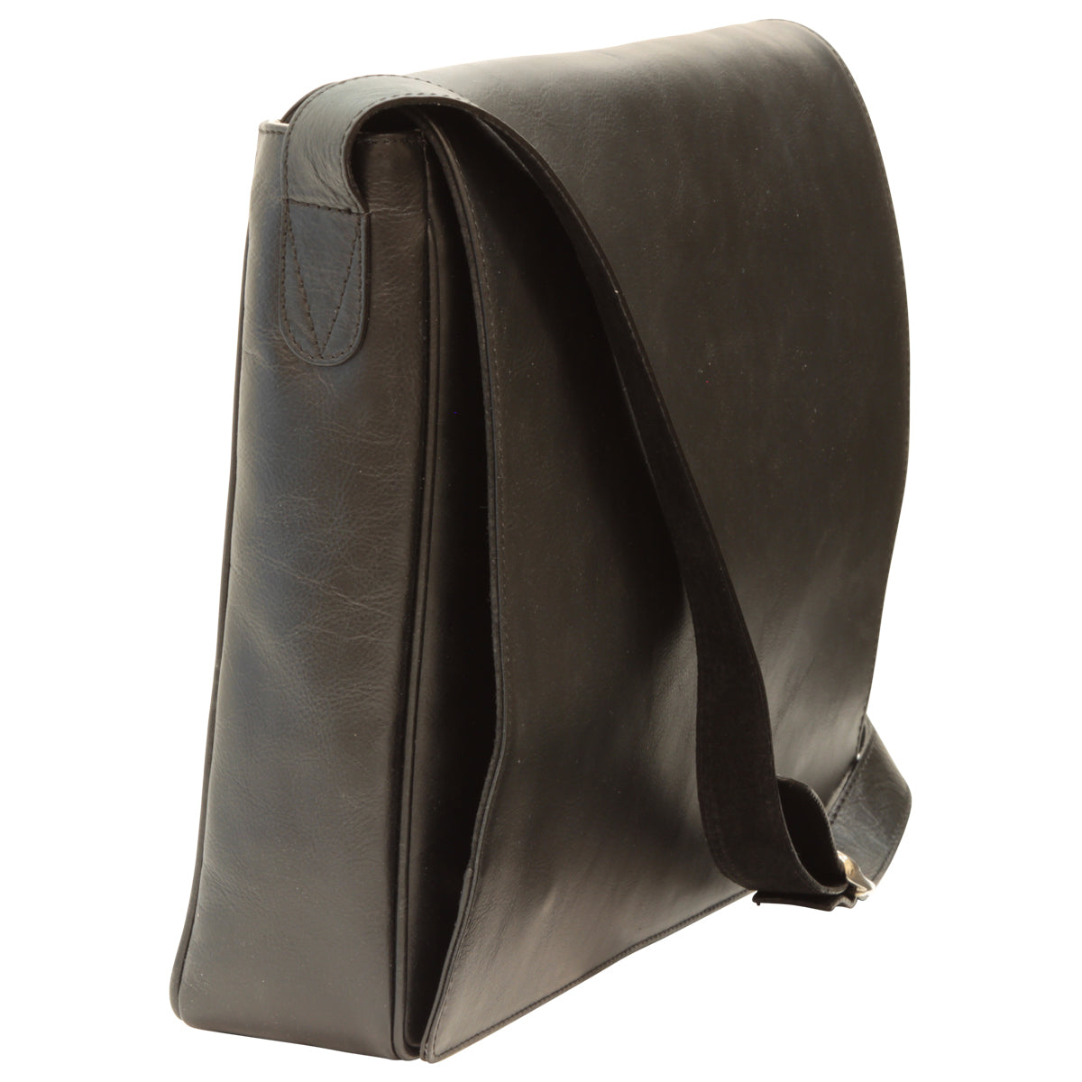 Cowhide Leather Messenger Bag - Black
