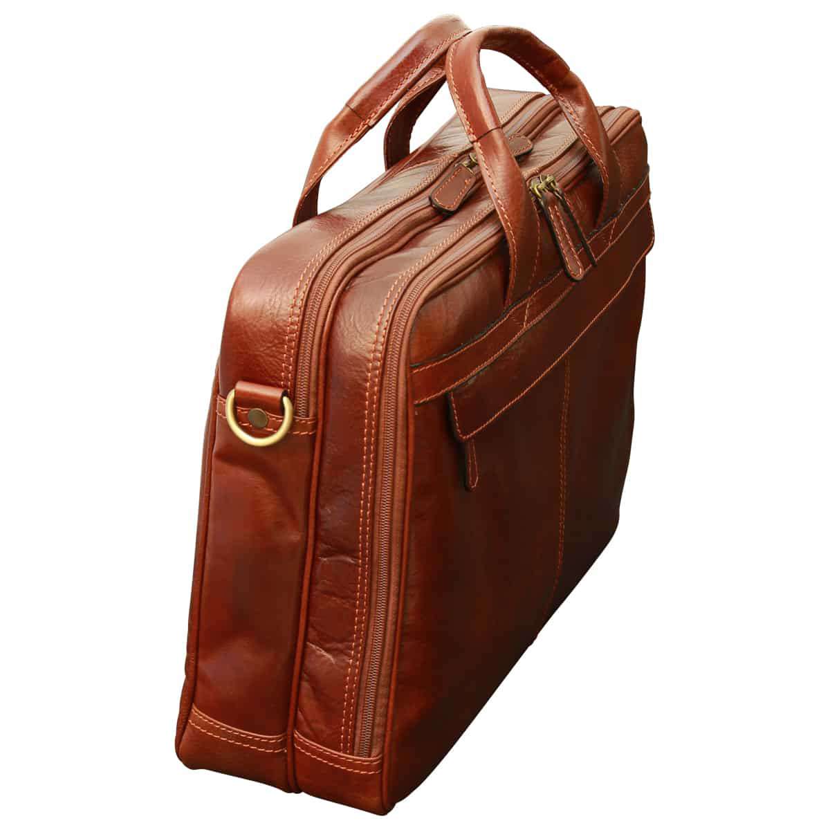 Esclusiva Ii Leather Laptop Briefcase - Brown