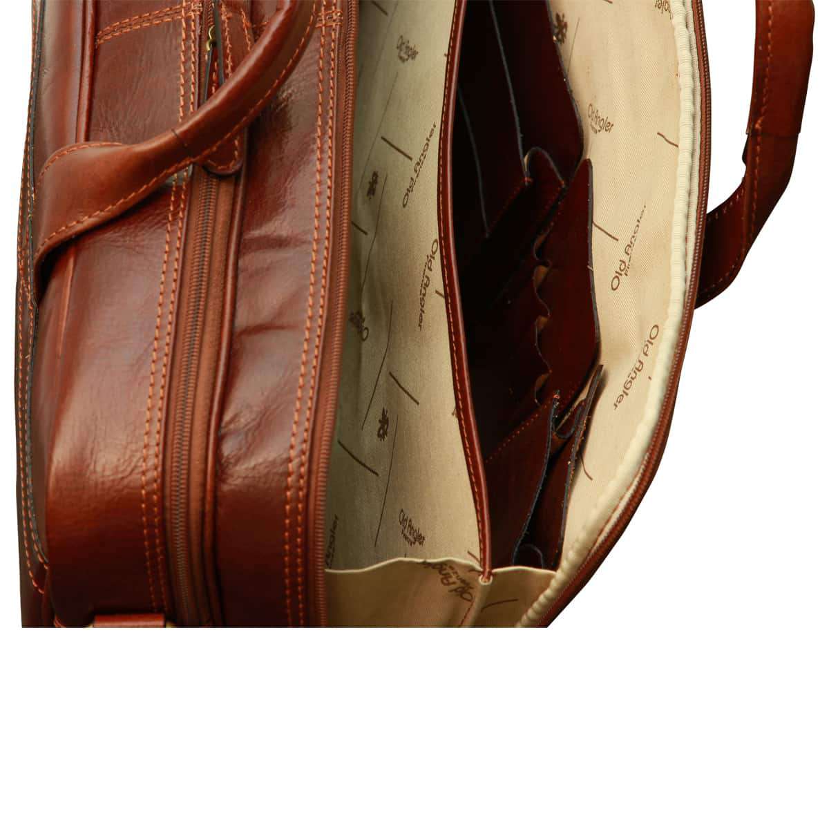 Esclusiva Ii Leather Laptop Briefcase - Brown