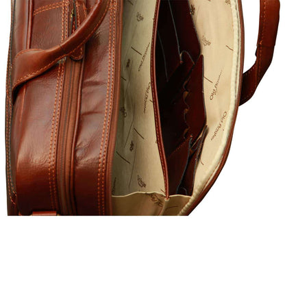 Esclusiva Ii Leather Laptop Briefcase - Brown