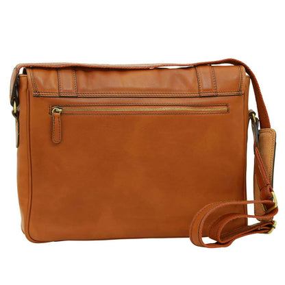 Soft Calfskin Leather Messenger Bag - Gold