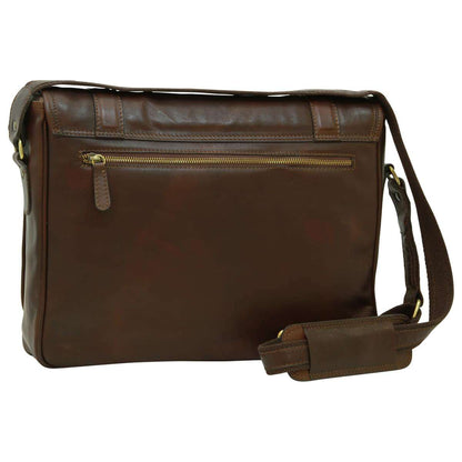 Soft Calfskin Leather Messenger Bag - Dark Brown