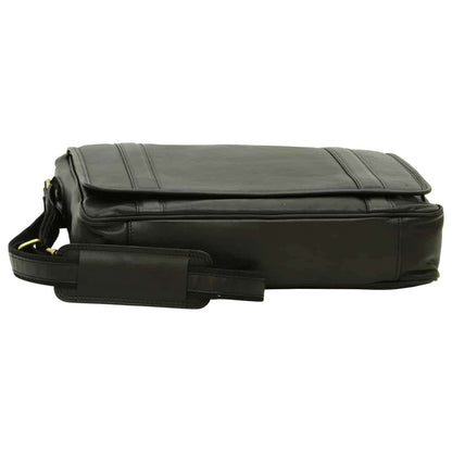 Soft Calfskin Leather Messenger Bag - Black