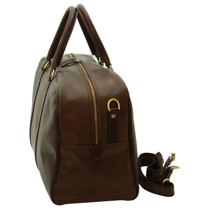 Soft Calfskin Leather Travel Bag - Dark Brown