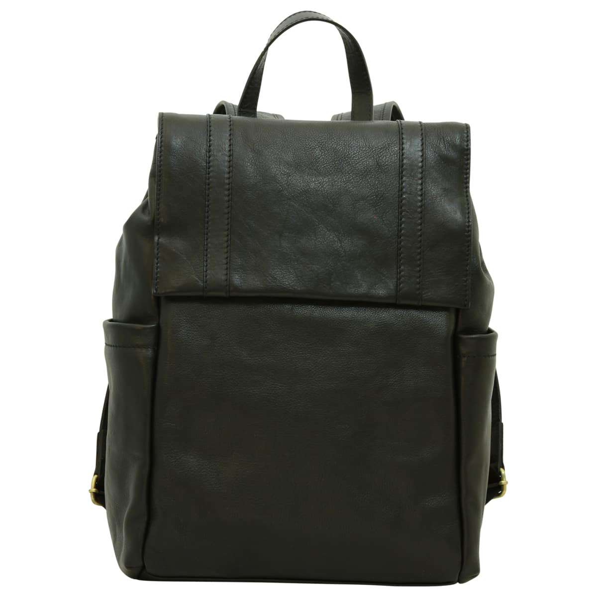 Leather Laptop Backpack - Black