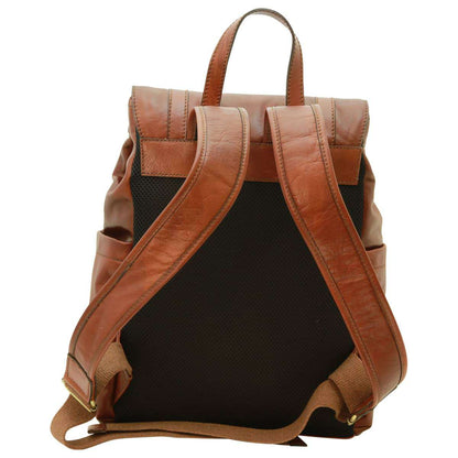 Leather Laptop Backpack - Brown