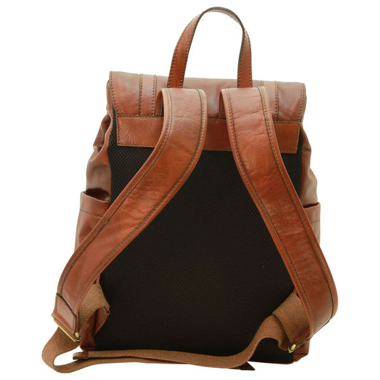 Leather Laptop Backpack - Brown