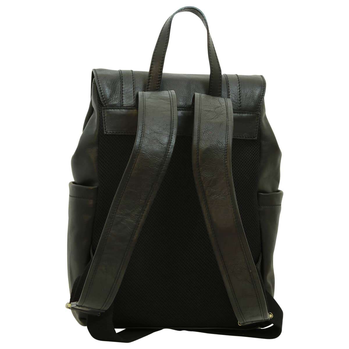 Leather Laptop Backpack - Black