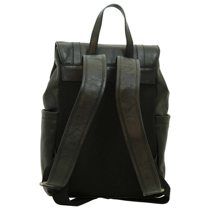 Leather Laptop Backpack - Black