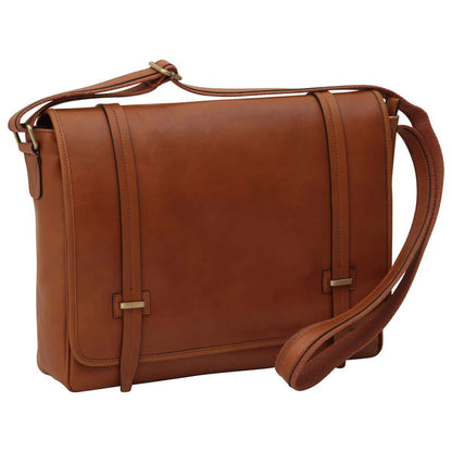 Large Leather Bag With Magnetic Closure - Brown Colonial