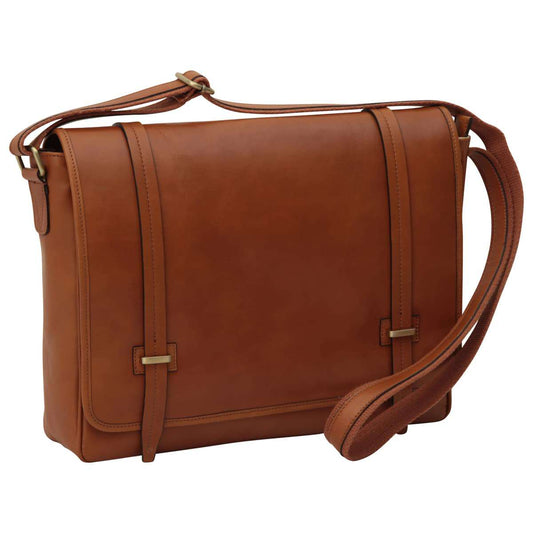 Large Leather Bag With Magnetic Closure - Brown Colonial