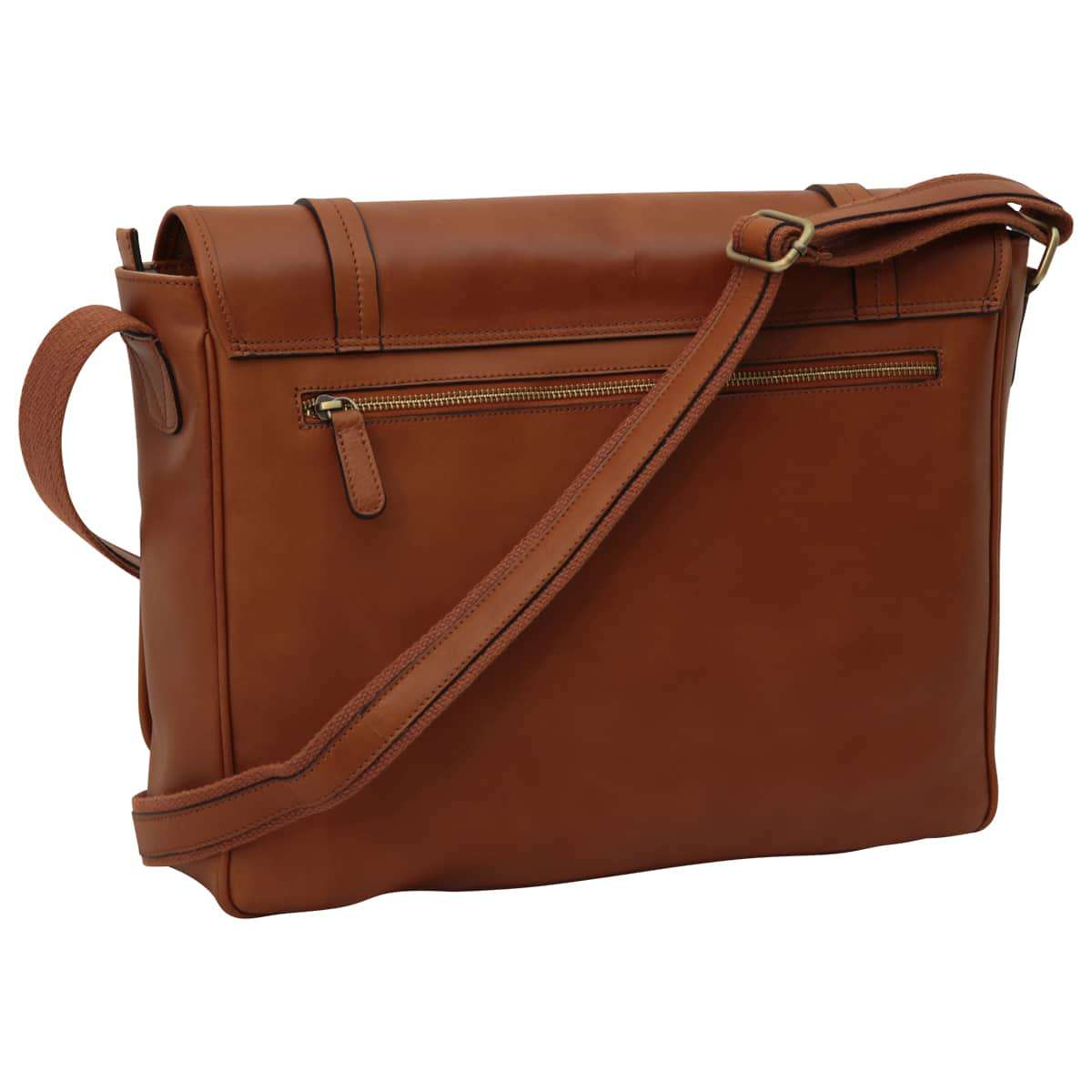 Large Leather Bag With Magnetic Closure - Brown Colonial
