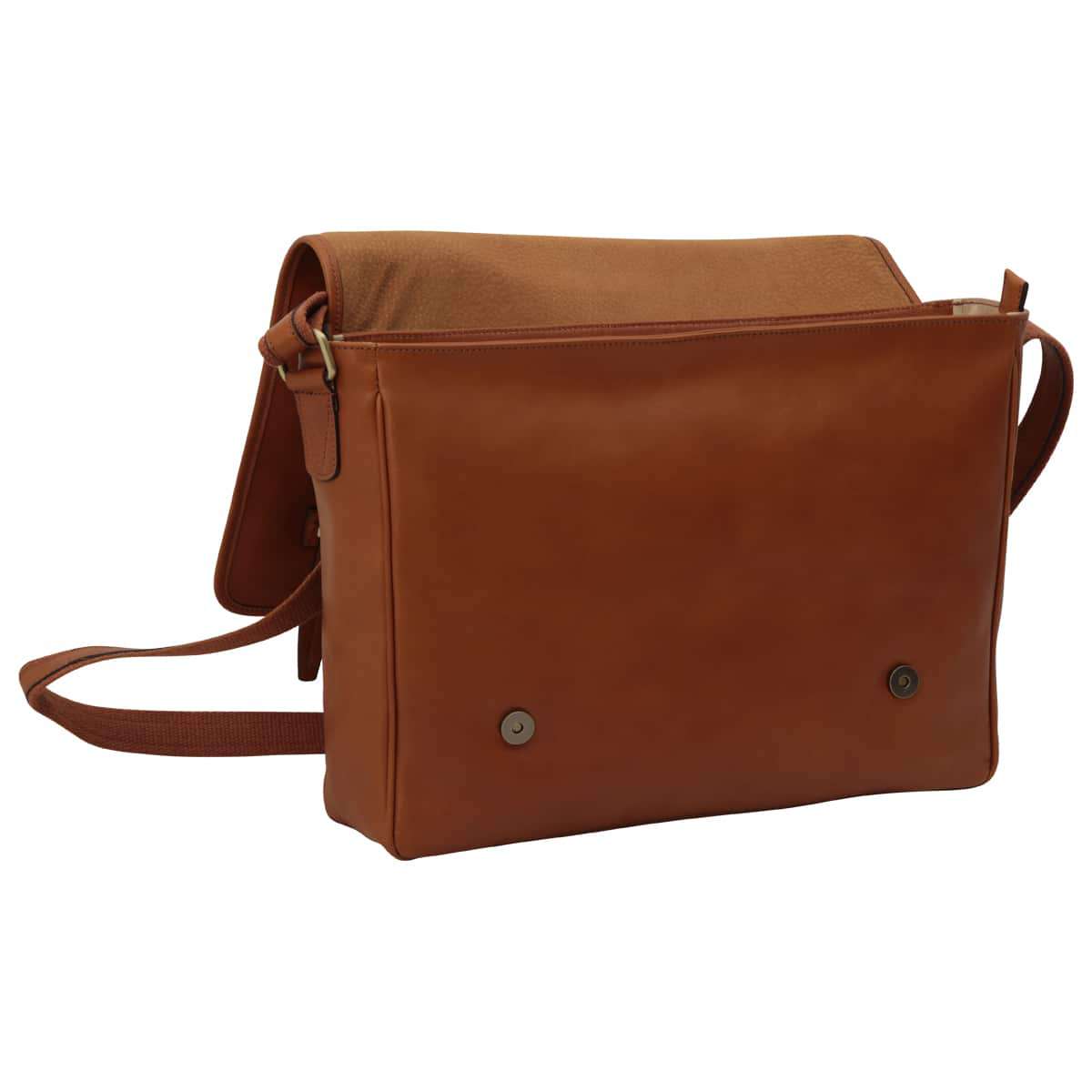 Large Leather Bag With Magnetic Closure - Brown Colonial