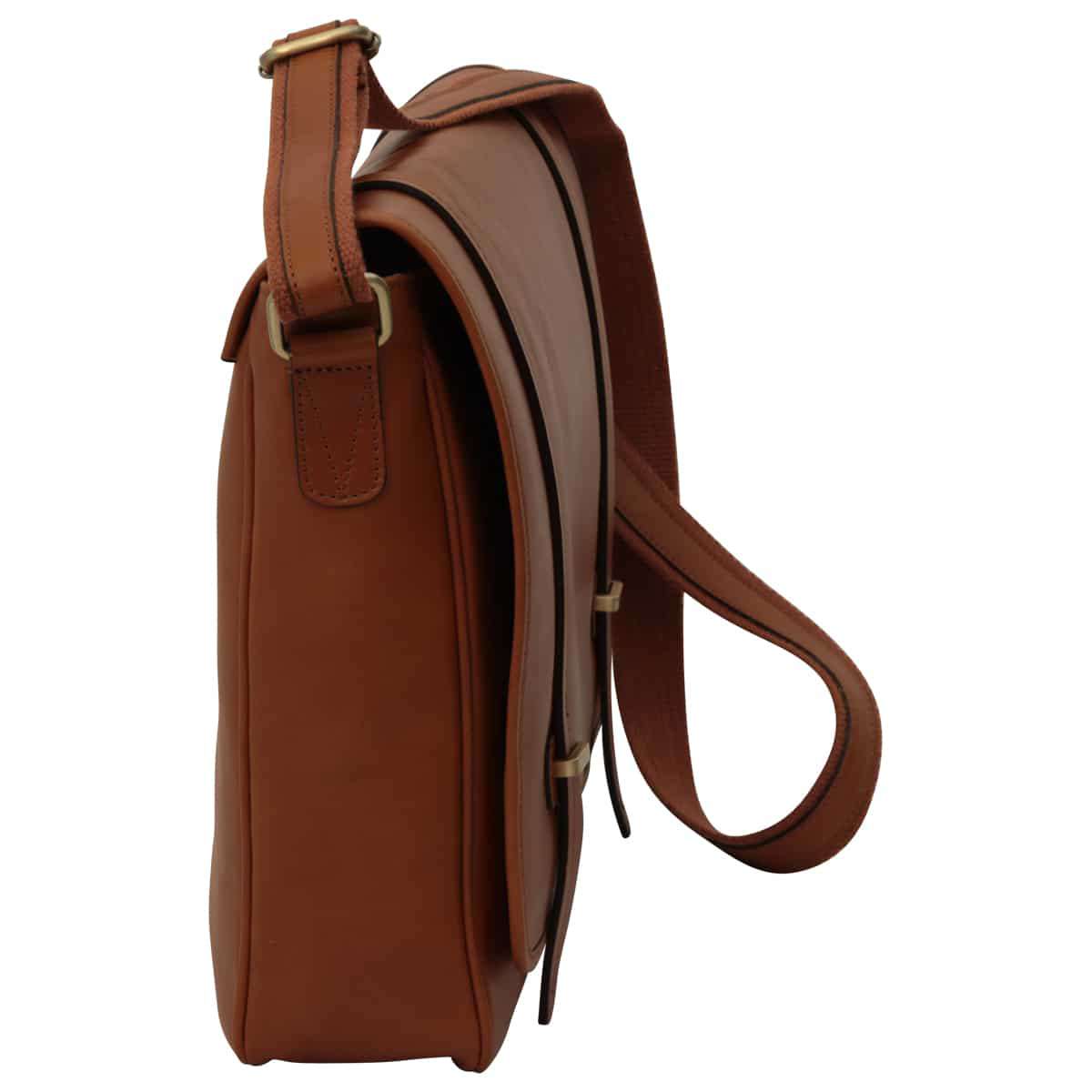 Large Leather Bag With Magnetic Closure - Brown Colonial