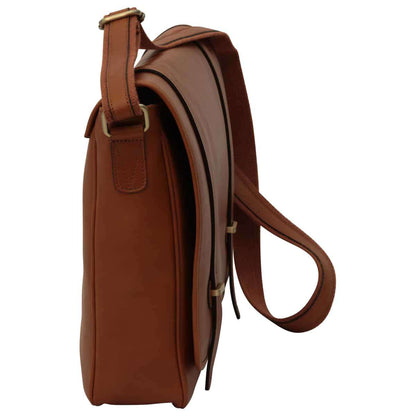 Large Leather Bag With Magnetic Closure - Brown Colonial