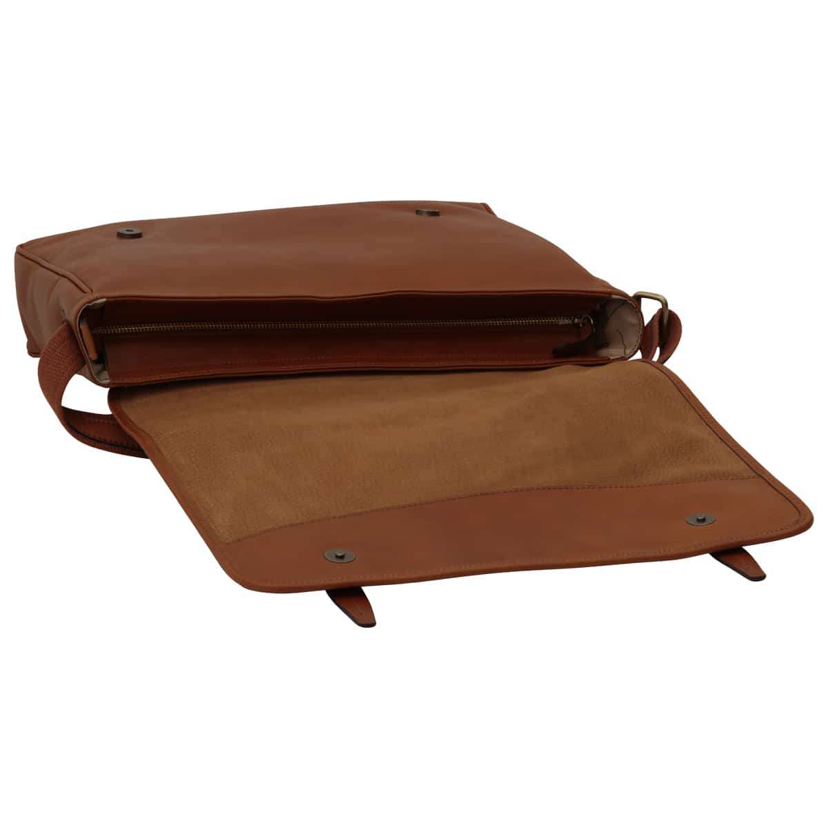 Large Leather Bag With Magnetic Closure - Brown Colonial