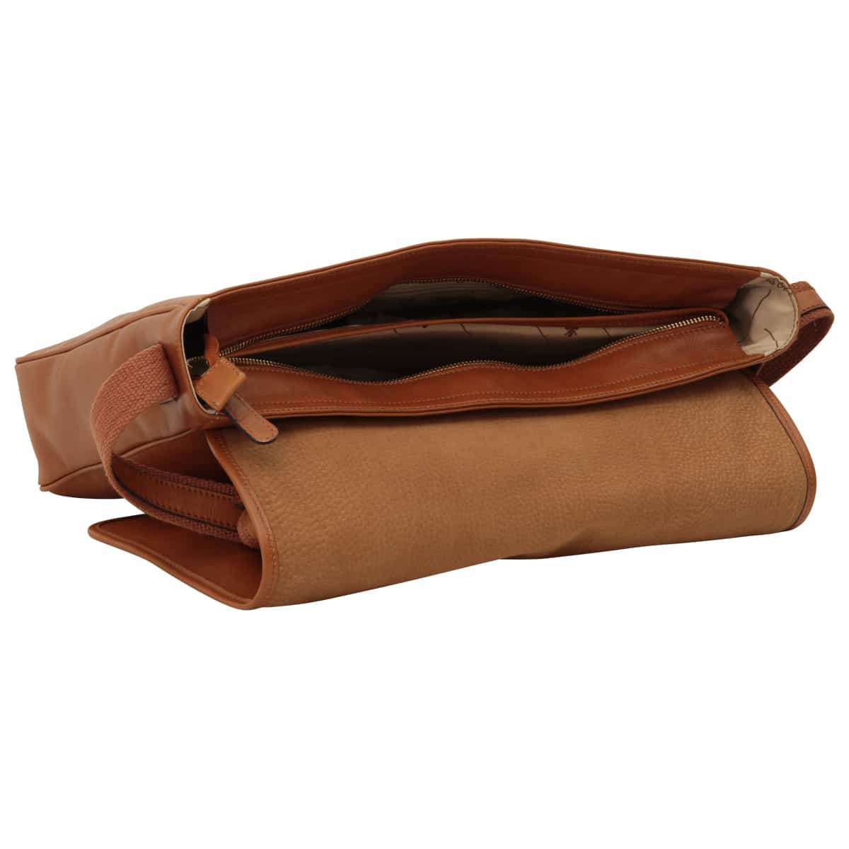 Large Leather Bag With Magnetic Closure - Brown Colonial