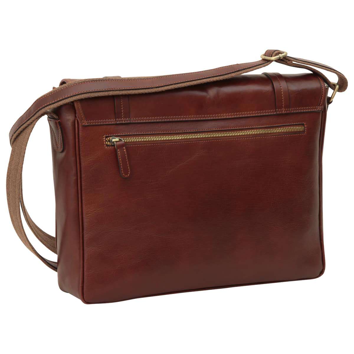 Large Leather Bag With Magnetic Closure - Brown