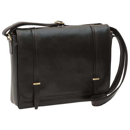 Large Leather Bag With Magnetic Closure - Black