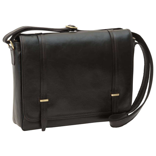 Large Leather Bag With Magnetic Closure - Black