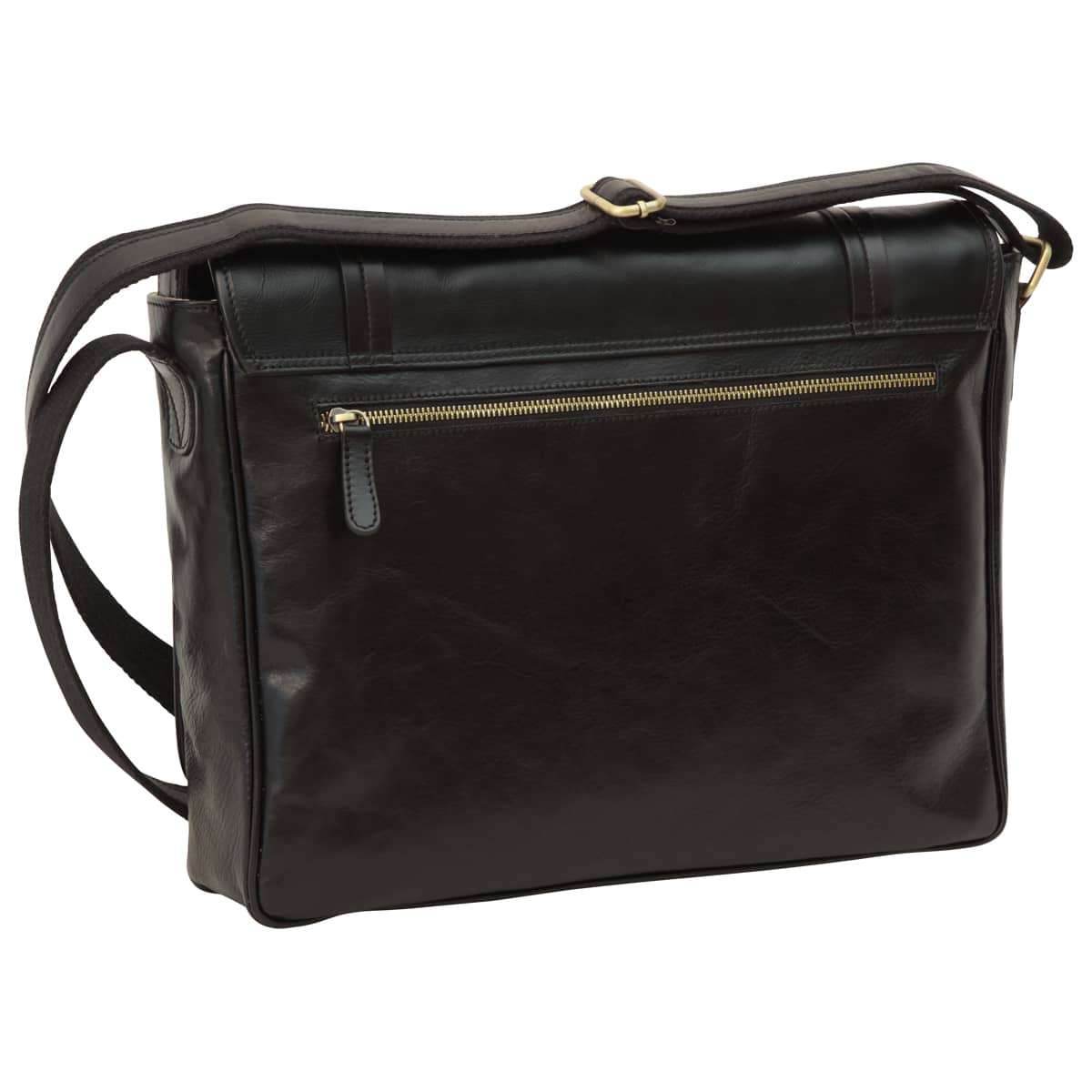Large Leather Bag With Magnetic Closure - Black