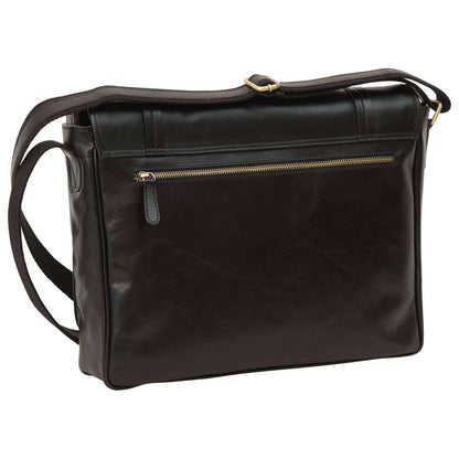 Large Leather Bag With Magnetic Closure - Black