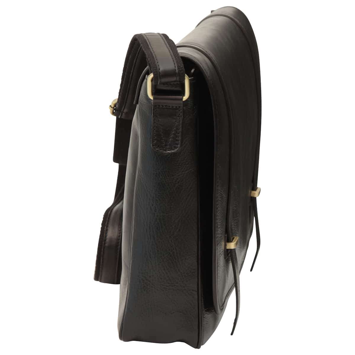 Large Leather Bag With Magnetic Closure - Black