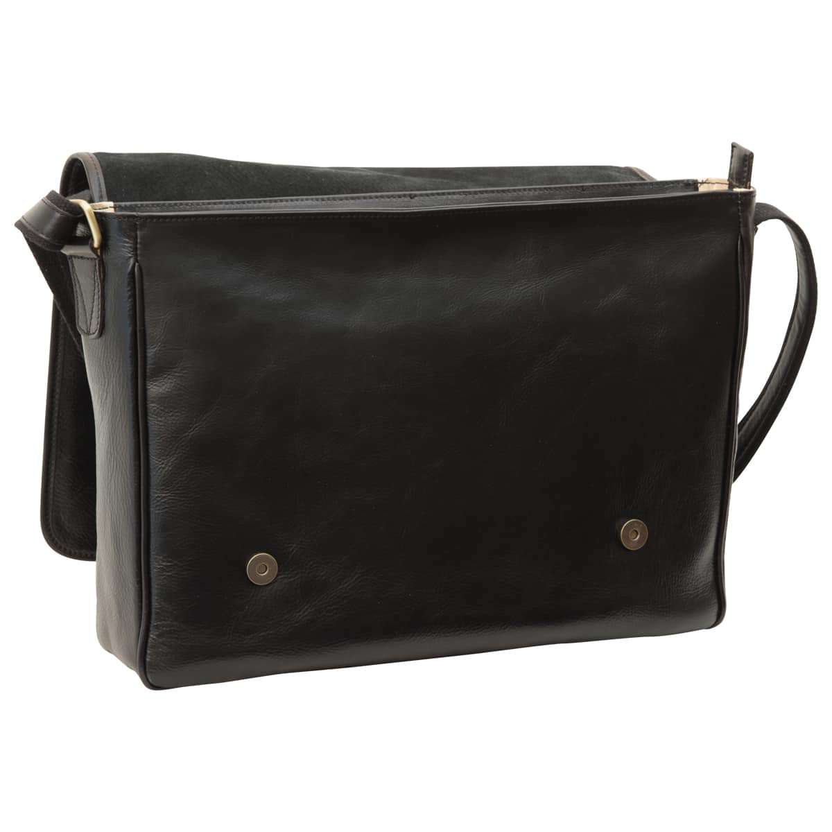 Large Leather Bag With Magnetic Closure - Black