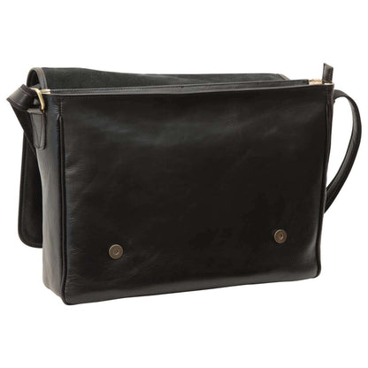 Large Leather Bag With Magnetic Closure - Black